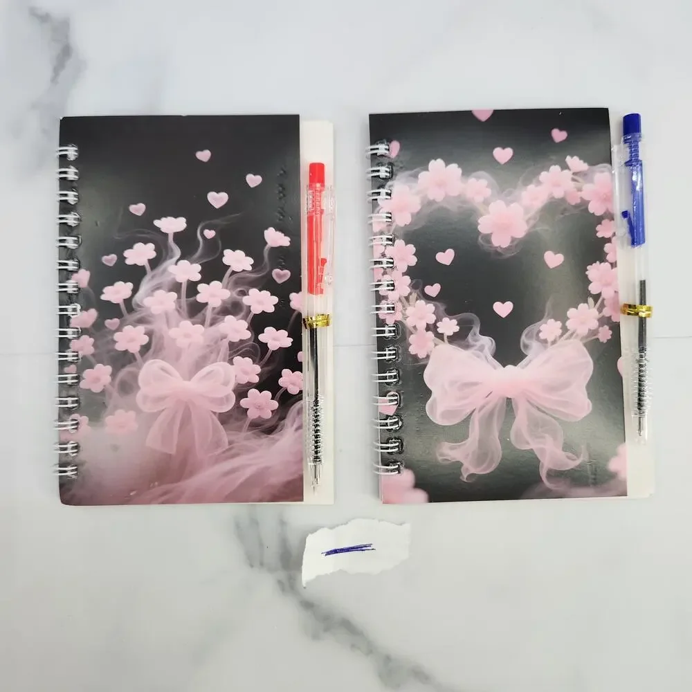 2 Spiral Pocket Notebook/Pen sets Bow Designs 4x5.5